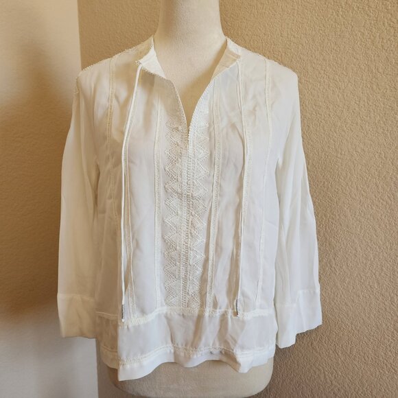Rebecca Minkoff Long Sleeve Embroidered Top - Ivory - XS - Picture 2 of 8